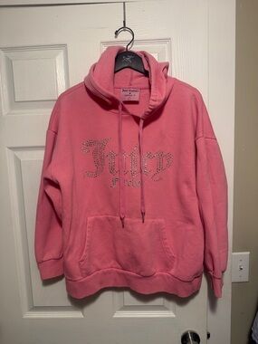 Juicy Couture Pink Crystal Logo Pullover Hoodie